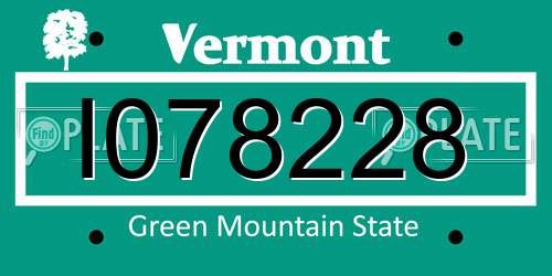 I078228 Vermont License Plate