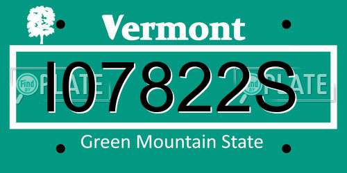 I07822S Vermont License Plate