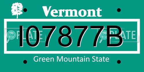 I07877B Vermont License Plate