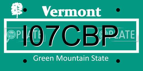 I07CBP Vermont License Plate