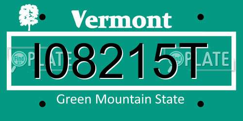 I08215T Vermont License Plate