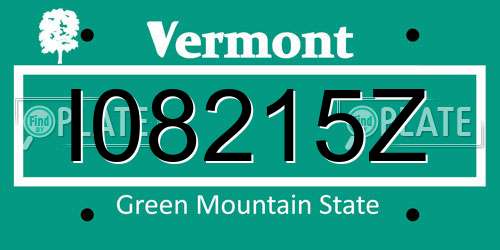 I08215Z Vermont License Plate
