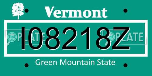 I08218Z Vermont License Plate