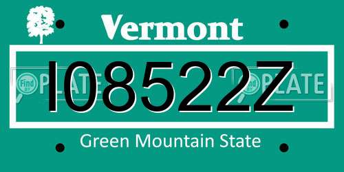 I08522Z Vermont License Plate