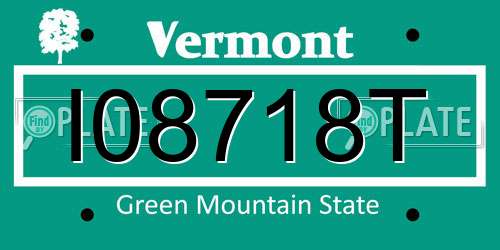 I08718T Vermont License Plate