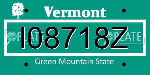 I08718Z Vermont License Plate