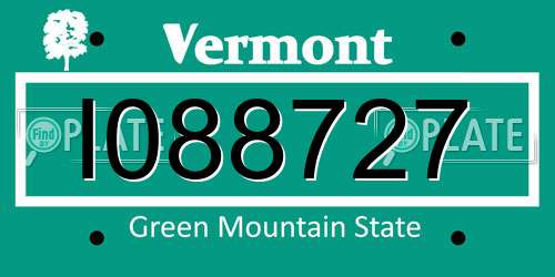 I088727 Vermont License Plate