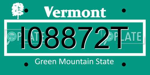 I08872T Vermont License Plate