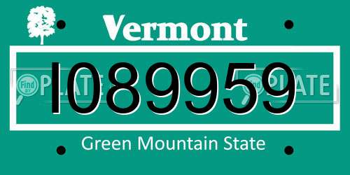 I089959 Vermont License Plate