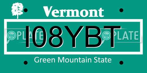 I08YBT Vermont License Plate