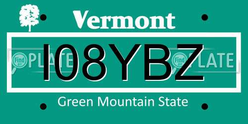 I08YBZ Vermont License Plate