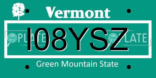 I08YSZ Vermont License Plate