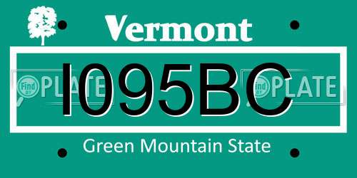 I095BC Vermont License Plate