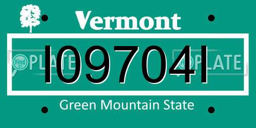 I09704I Vermont License Plate