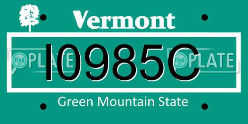 I0985C Vermont License Plate