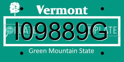 I09889G Vermont License Plate