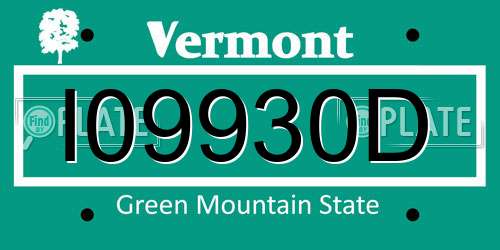 I09930D Vermont License Plate