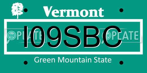 I09SBC Vermont License Plate