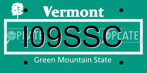 I09SSC Vermont License Plate