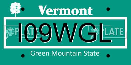 I09WGL Vermont License Plate