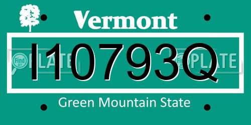 I10793Q Vermont License Plate