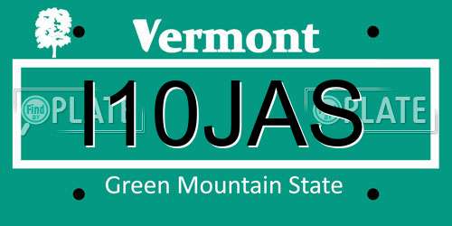 I10JAS Vermont License Plate