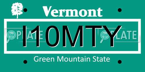 I10MTY Vermont License Plate