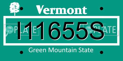 I11655S Vermont License Plate