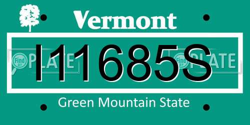 I11685S Vermont License Plate