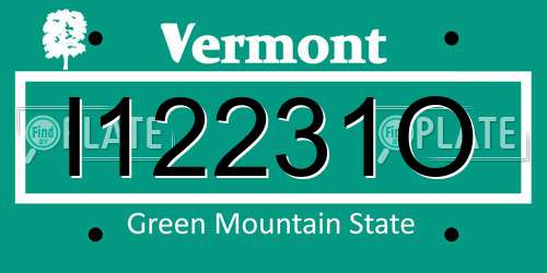 I12231O Vermont License Plate