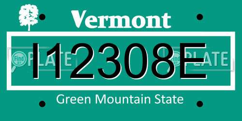 I12308E Vermont License Plate