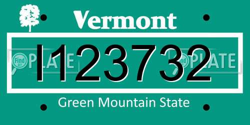 I123732 Vermont License Plate