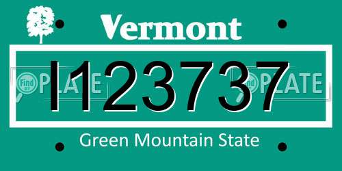 I123737 Vermont License Plate