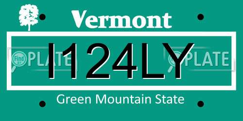 I124LY Vermont License Plate