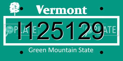 I125129 Vermont License Plate