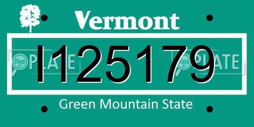 I125179 Vermont License Plate