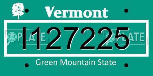I127225 Vermont License Plate