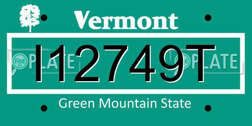 I12749T Vermont License Plate