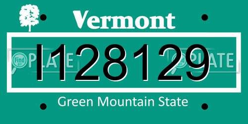 I128129 Vermont License Plate