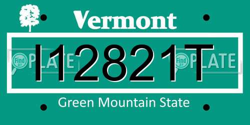 I12821T Vermont License Plate