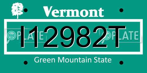 I12982T Vermont License Plate