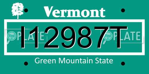I12987T Vermont License Plate