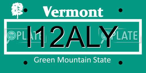 I12ALY Vermont License Plate