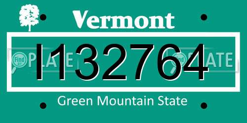 I132764 Vermont License Plate