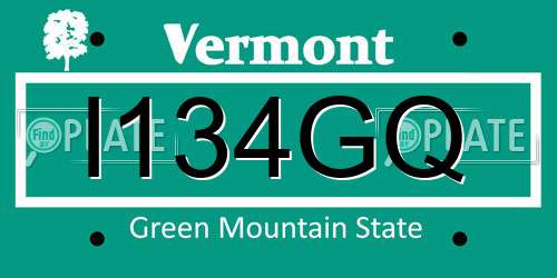 I134GQ Vermont License Plate