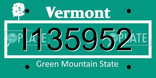 I135952 Vermont License Plate