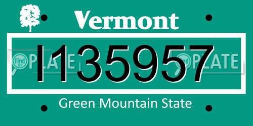 I135957 Vermont License Plate