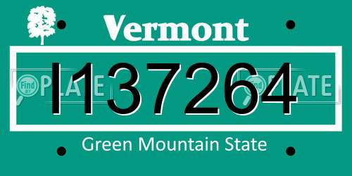 I137264 Vermont License Plate