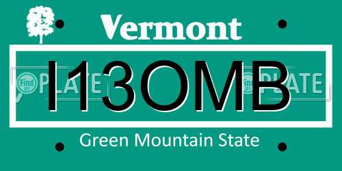 I13OMB Vermont License Plate
