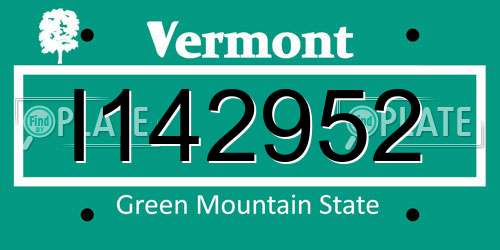 I142952 Vermont License Plate